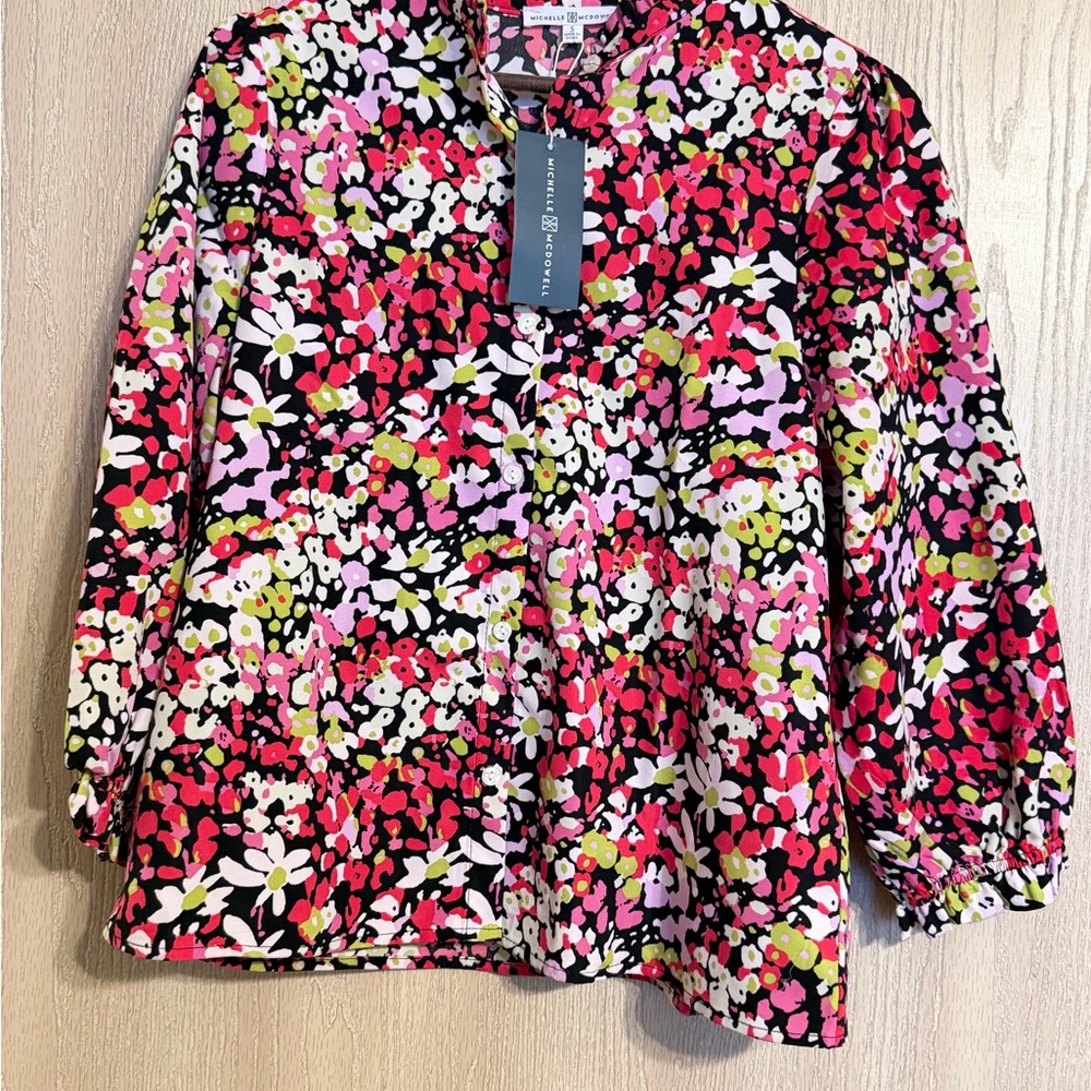 Michelle McDowell Secret Garden Pink Ashton Top Floral Women's Small Top - Picture 2 of 10